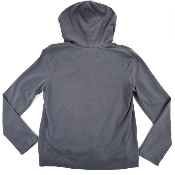 Hot Cotton Button Front Hooded Shacket Women's Size S Gray Lagenlook Tunic Boho - Picture 4 of 9